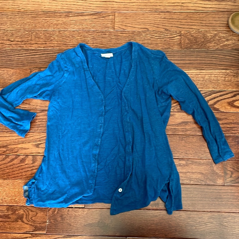 J Jill Three Quarter Sleeve Linen Cardigan